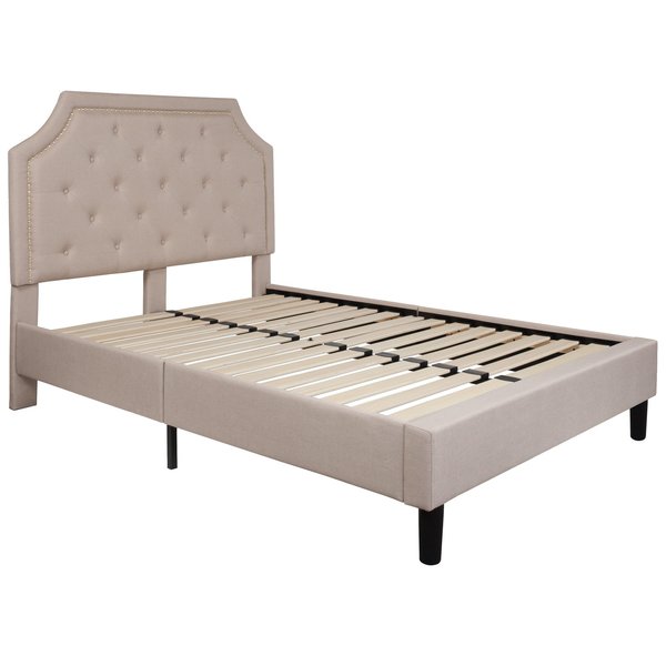 Brighton Full Platform Bed, Beige