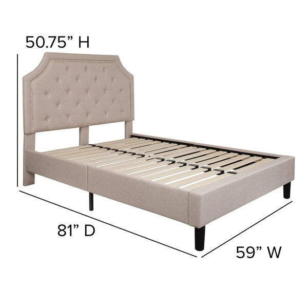 Brighton Full Platform Bed, Beige