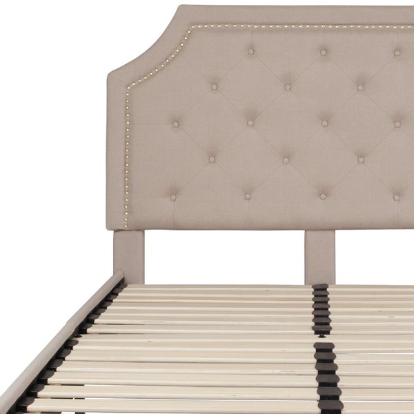 Brighton Full Platform Bed, Beige