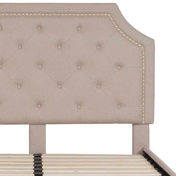 Brighton Full Platform Bed, Beige