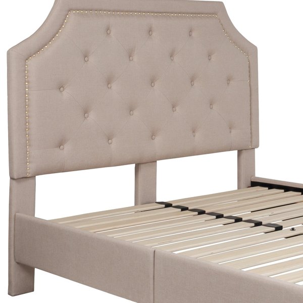 Brighton Full Platform Bed, Beige