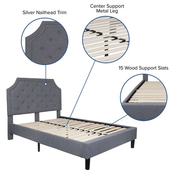 Brighton Full Platform Bed, Light Gray