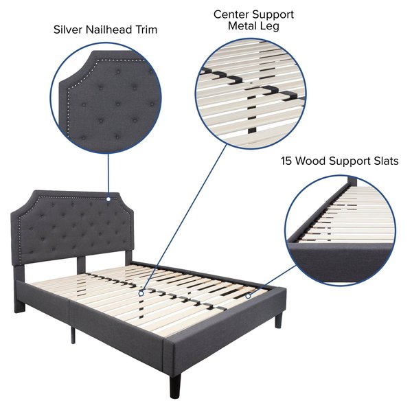 Brighton Queen Platform Bed, Dark Gray
