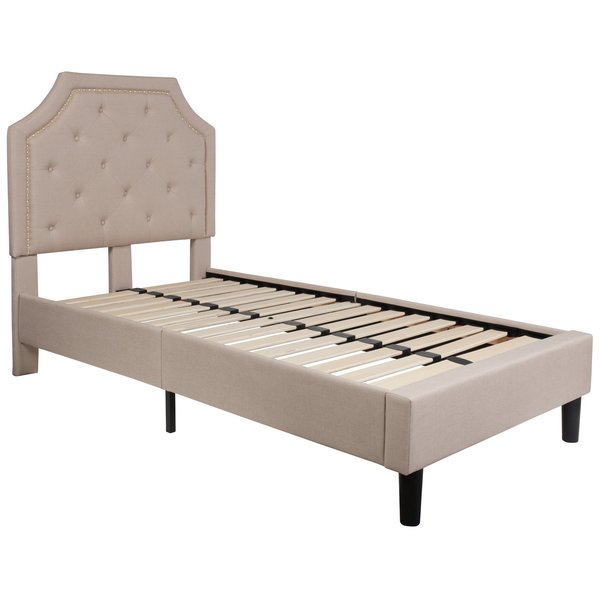 Brighton Twin Platform Bed, Beige