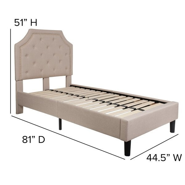 Brighton Twin Platform Bed, Beige