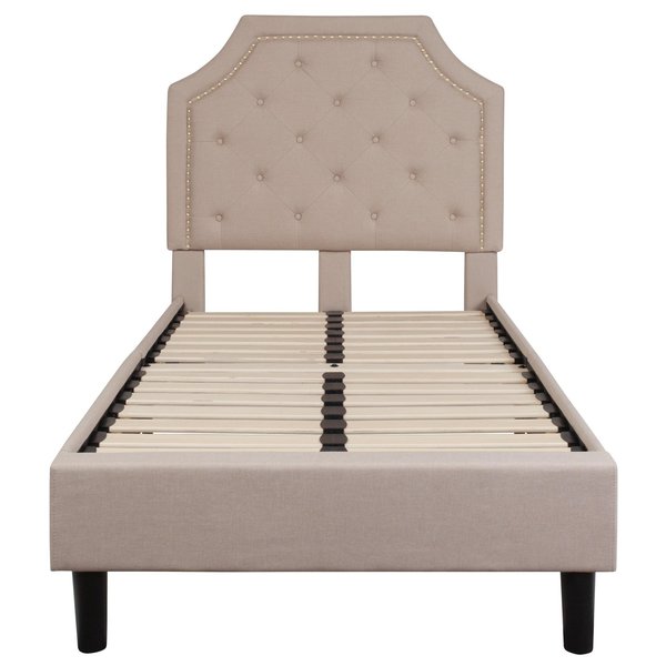 Brighton Twin Platform Bed, Beige