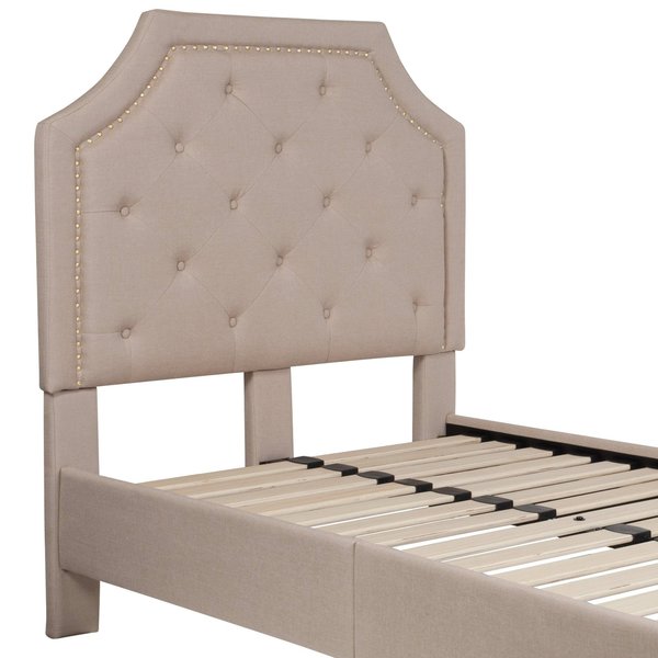 Brighton Twin Platform Bed, Beige