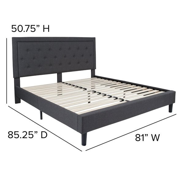Roxbury King Platform Bed, Dark Gray