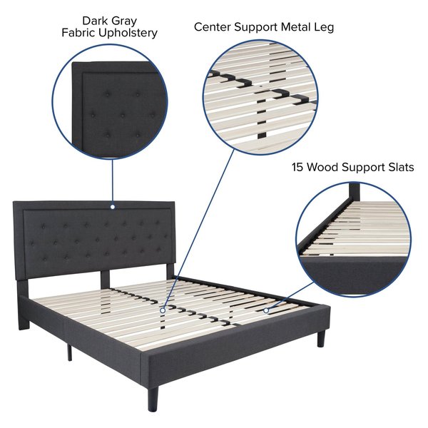 Roxbury King Platform Bed, Dark Gray