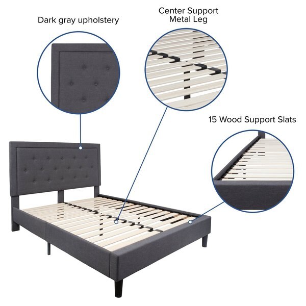 Roxbury Queen Platform Bed, Dark Gray