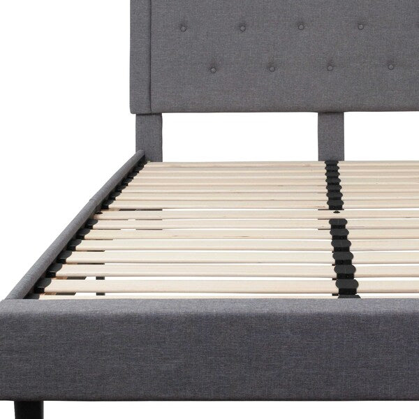 Roxbury Queen Platform Bed, Light Gray
