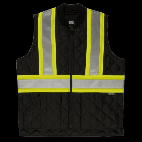 Quilted Safety Vest, SV051-BLACK-L
