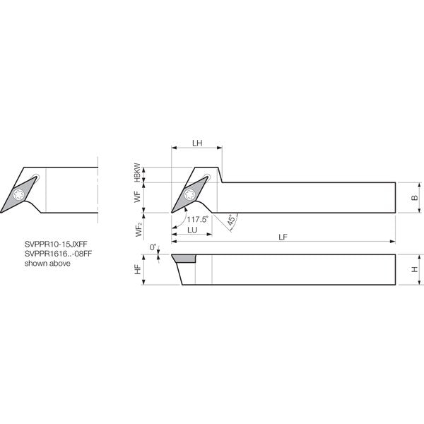 SVPPR1616JX11FF, Indexable Turning Holder
