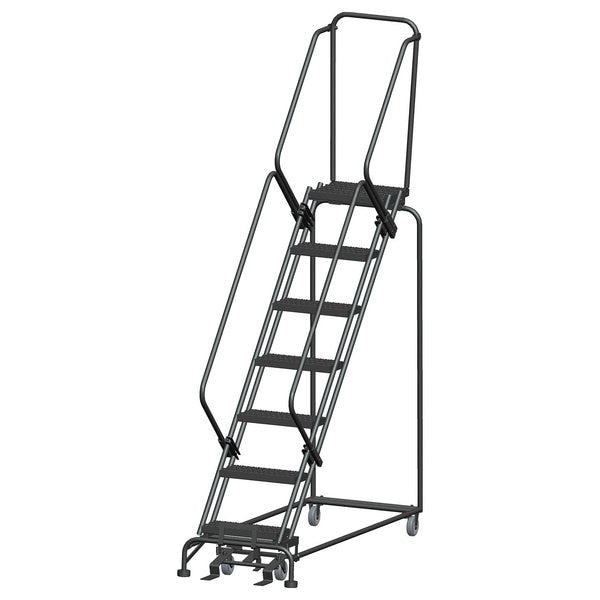 Safety Rolling Ladder, Steel, 70 in.H
