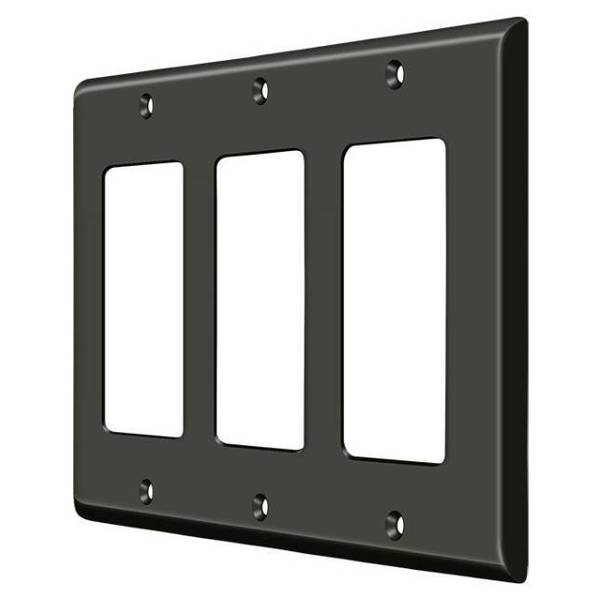 Triple Rocker Switch Plate, Number of Gangs: 3 Solid Brass, Oil Rubbed Bronze Finish