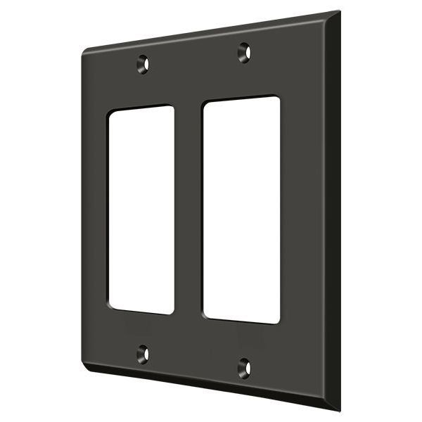 Double Rocker Switch Plate, Number of Gangs: 2 Solid Brass, Oil Rubbed Bronze Finish