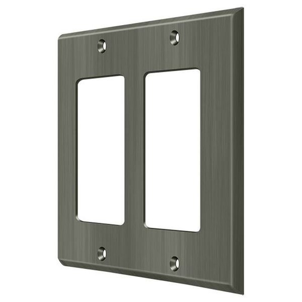 Switch Plate, Double Rocker Antique Nickel