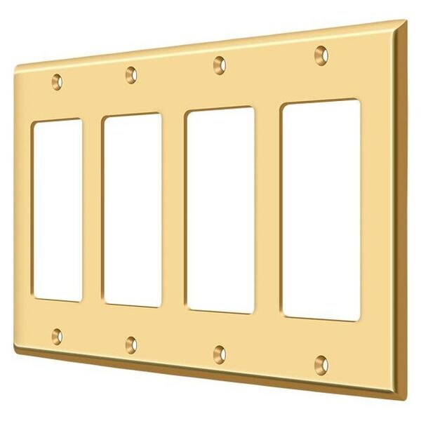 Quadruple Rocker Switch Plate, Number of Gangs: 4 Solid Brass, PVD Polished Brass Finish