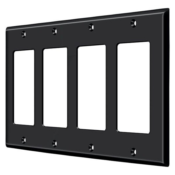 Quadruple Rocker Switch Plate, Number of Gangs: 4 Solid Brass, Paint Black Finish