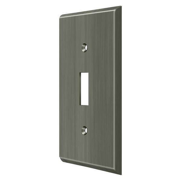 Single Standard Switch Plate, Number of Gangs: 1 Solid Brass, Antique Nickel Finish