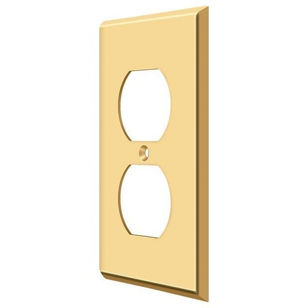 Double Outlet Switch Plate, Number of Gangs: 1 Solid Brass, PVD Polished Brass Finish