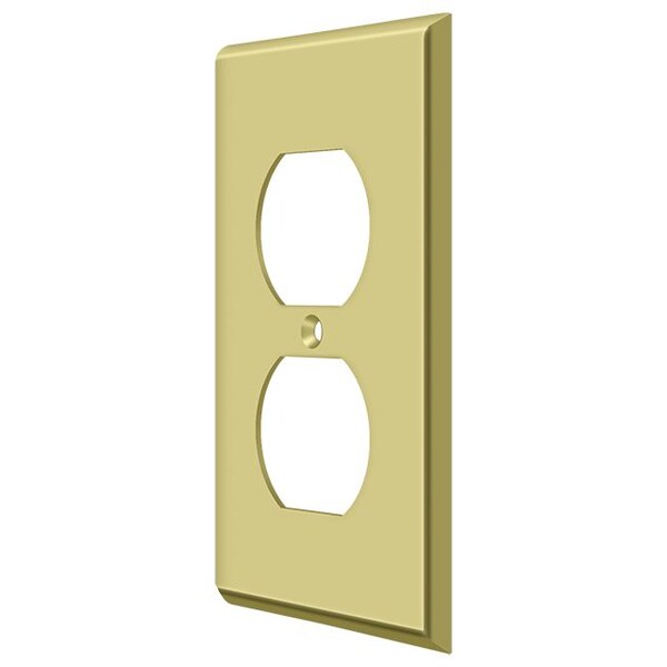 Double Outlet Switch Plate, Number of Gangs: 1 Solid Brass, Polished Brass Finish