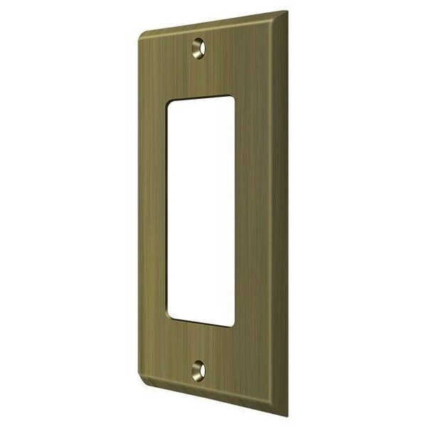 Single Rocker Switch Plate, Number of Gangs: 1 Solid Brass, Antique Brass Finish