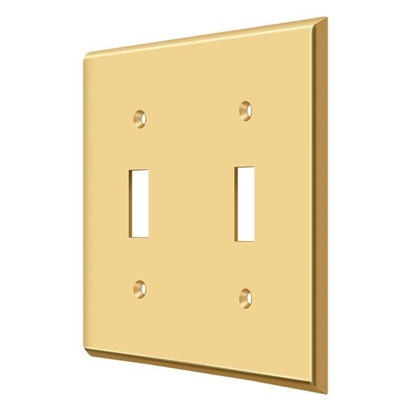Double Standard Switch Plate, Number of Gangs: 2 Solid Brass, PVD Polished Brass Finish