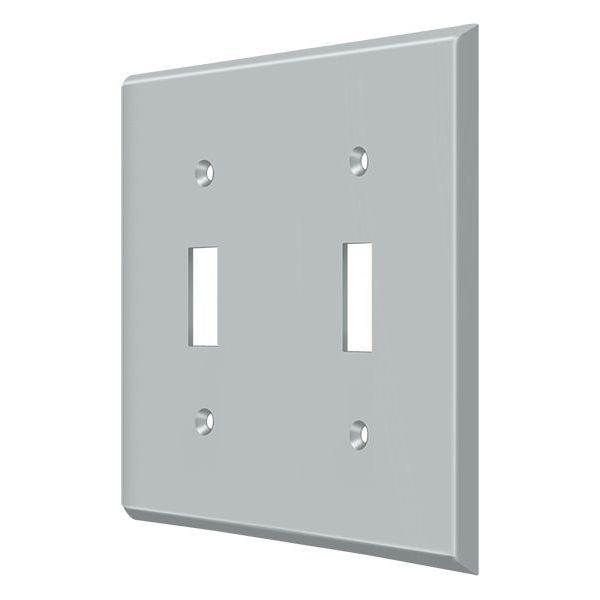 Double Standard Switch Plate, Number of Gangs: 2 Solid Brass, Brushed Chrome Finish