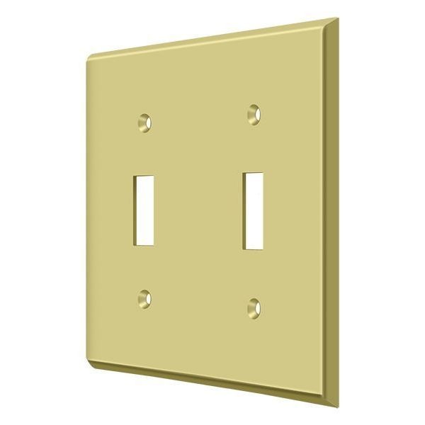 Double Standard Switch Plate, Number of Gangs: 2 Solid Brass, Polished Brass Finish