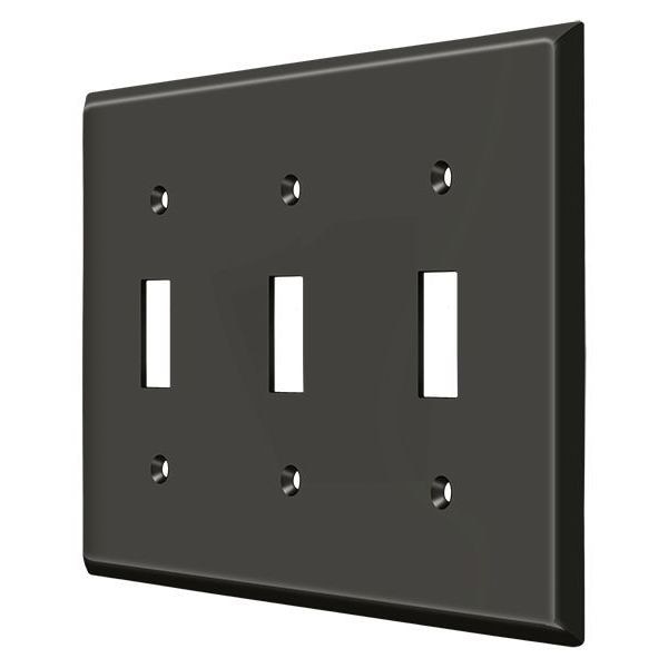 Triple Standard Switch Plate, Number of Gangs: 3 Solid Brass, Oil Rubbed Bronze Finish