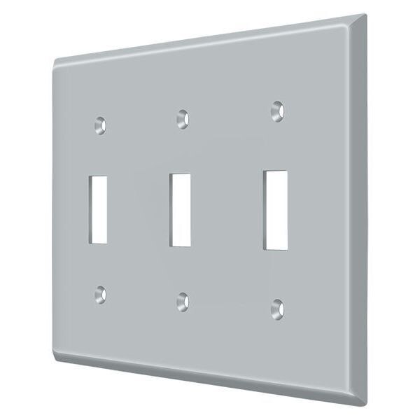 Triple Standard Switch Plate, Number of Gangs: 3 Solid Brass, Brushed Chrome Finish
