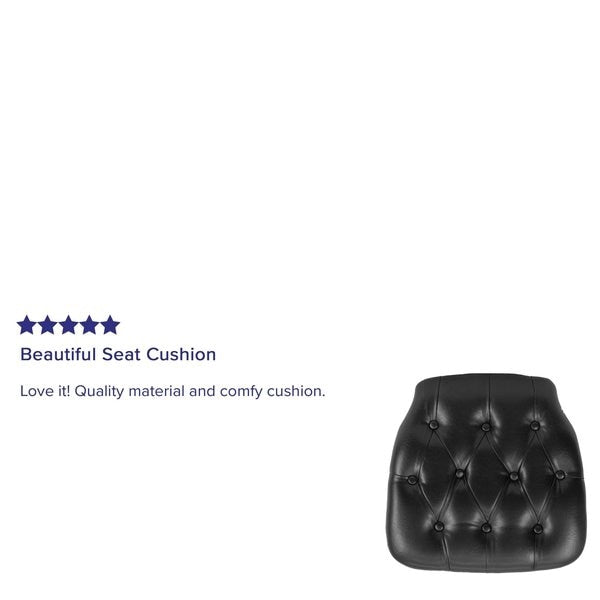 Tufted Chair Cushion, Black Vinyl