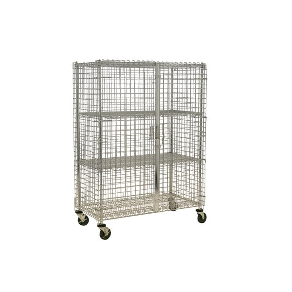Security Cage, w/Casters, 4 Shelf, 24x48x69