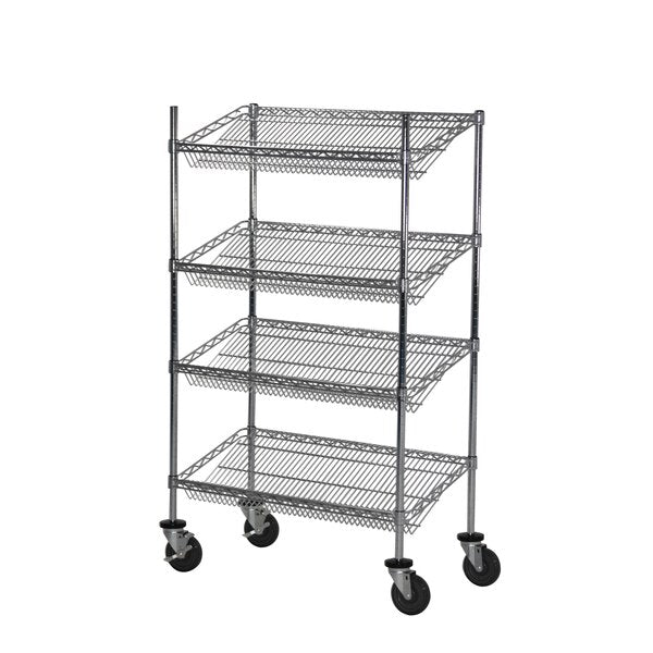 Sgl-Sided Sloped Shelf (4) Cart, 18x36x69