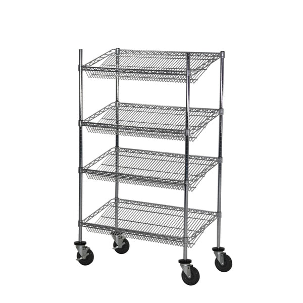 Sgl-Sided Sloped Shelf (4) Cart, 18x48x69