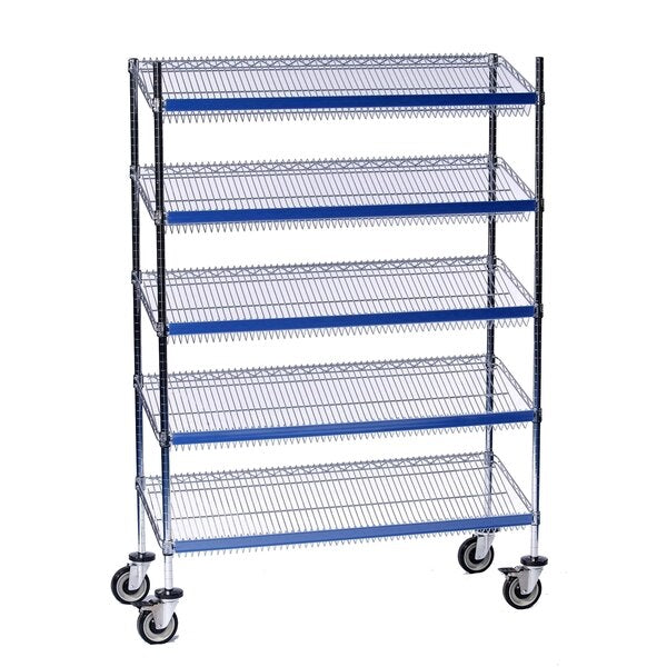 Sgl-Sided Sloped Shelf (5) Cart, 18x24x69