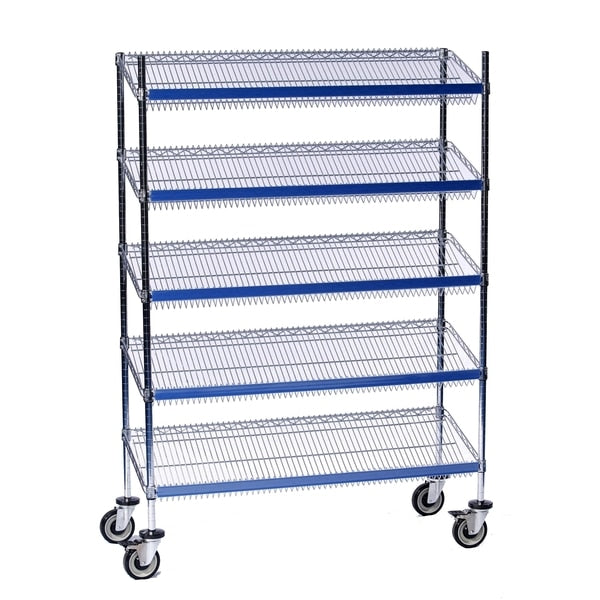 Sgl-Sided Sloped Shelf (5) Cart, 18x36x69