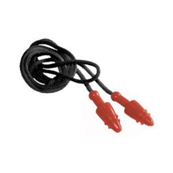 Reusable Corded Ear Plugs, Flanged Shape, NRR 28, 100 Pairs, Red