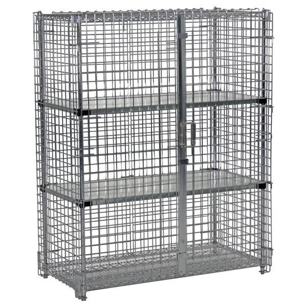 Security Cage, 3 Solid Shelves, 24x36x60