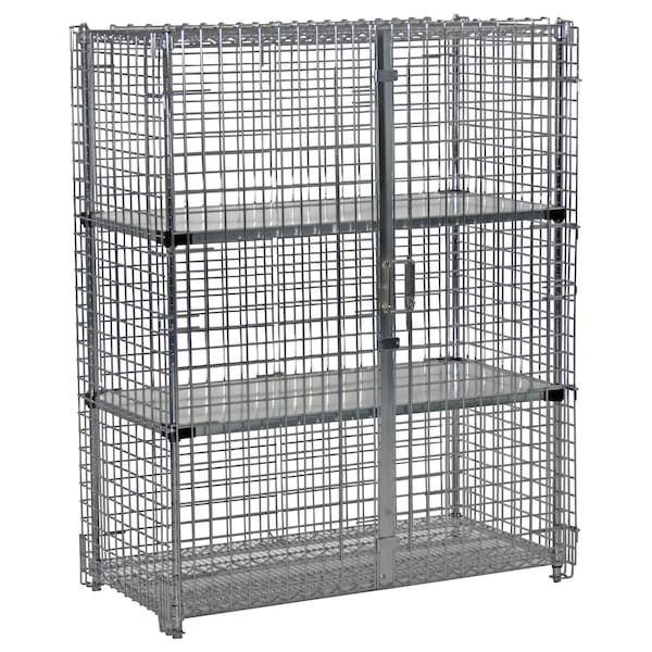 Security Cage, 4 Solid Shelves, 24x48x60