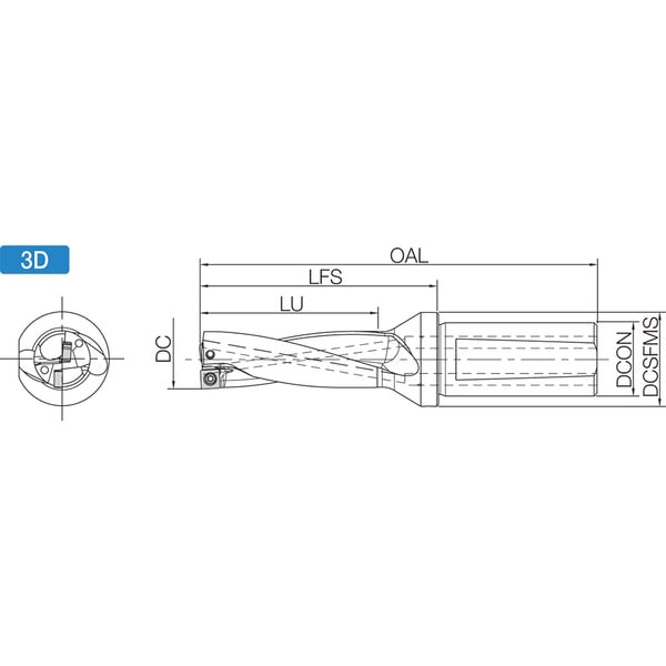 Indexable Insert Drill, S40DRV380M311, 38.00mm Drill Dia, 3xD