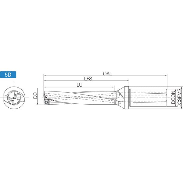 Indexable Insert Drill, S20DRV130M503, 13.00mm Drill Dia, 5xD