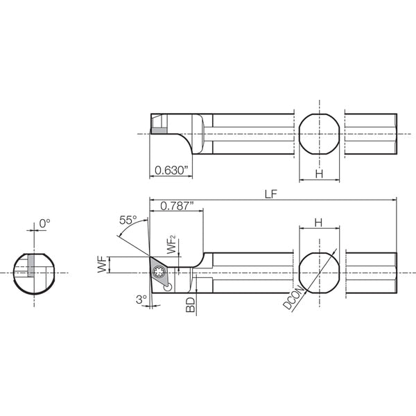 Turning Round Shank Toolholder, S22KSDUC