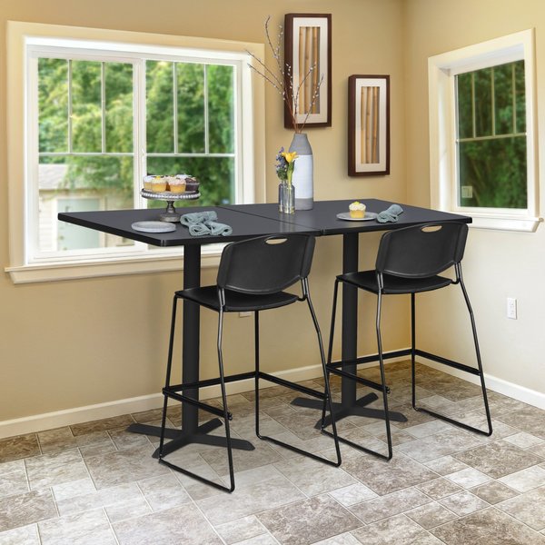 Square Tables > Breakroom Tables > Cain CafÃ© Tables, 30 W, 30 L, 42 H, Wood|Metal Top, Grey