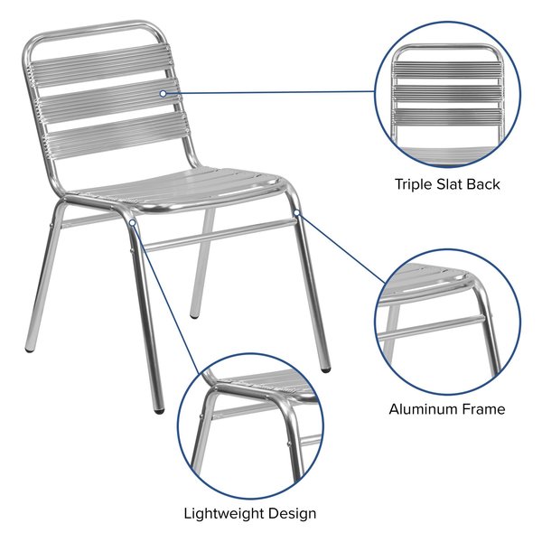 Aluminum Restaurant Stack Chair, 19.5 W 25