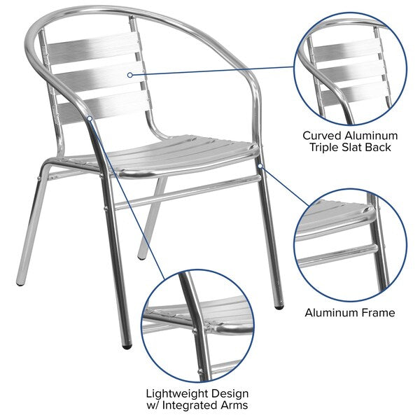 Aluminum Restaurant Stack Chair, 21.75 W 22