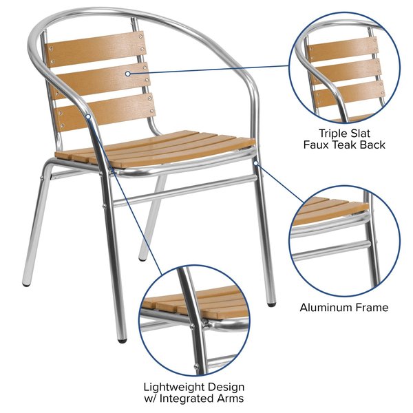 Aluminum Restaurant Stack Chair, 21.75 W 22