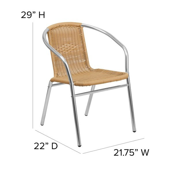 Aluminum and Beige Restaurant Stack Chair, 21.75 W 22