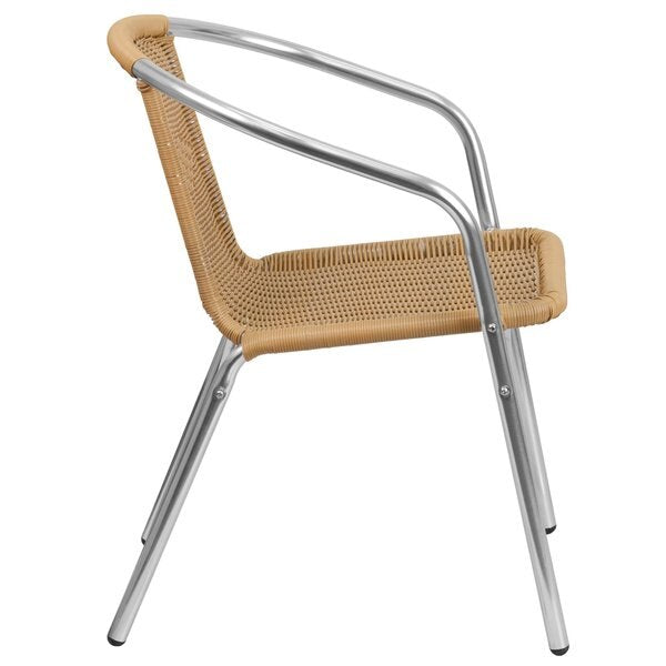 Aluminum and Beige Restaurant Stack Chair, 21.75 W 22